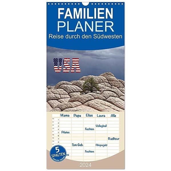 Familienplaner 2024 - USA - Reise durch den Südwesten mit 5 Spalten (Wandkalender, 21 x 45 cm) CALVENDO, Judith Kuhn