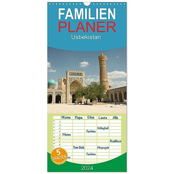 Familienplaner 2024 - Usbekistan mit 5 Spalten (Wandkalender, 21 x 45 cm) CALVENDO, Teresa Schade