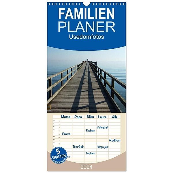 Familienplaner 2024 - Usedomfotos mit 5 Spalten (Wandkalender, 21 x 45 cm) CALVENDO, Matthias Gründling