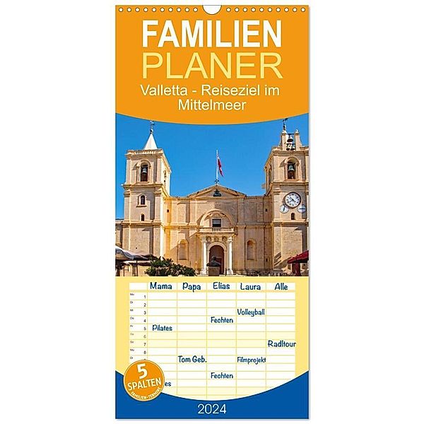 Familienplaner 2024 - Valletta - Reiseziel im Mittelmeer mit 5 Spalten (Wandkalender, 21 x 45 cm) CALVENDO, Nina Schwarze