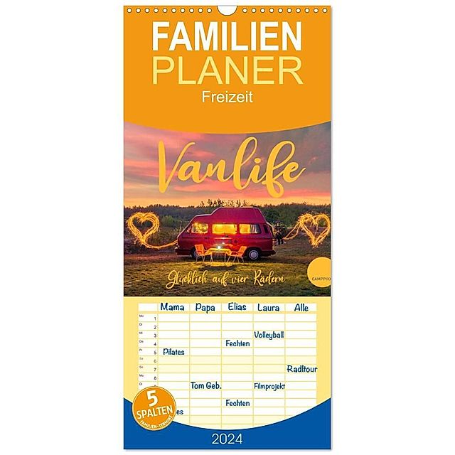 Familienplaner 2024 - Vanlife - Glücklich auf vier Rädern mit 5 Spalten  Wandkalender, 21 x 45 cm CALVENDO - Kalender bestellen
