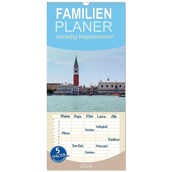 Familienplaner 2024 - Venedig Impressionen mit 5 Spalten (Wandkalender, 21 x 45 cm) CALVENDO, Aneta Zofia Brinker