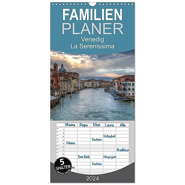 Familienplaner 2024 - Venedig - La Serenissima mit 5 Spalten (Wandkalender, 21 x 45 cm) CALVENDO, Sascha Haas Photography