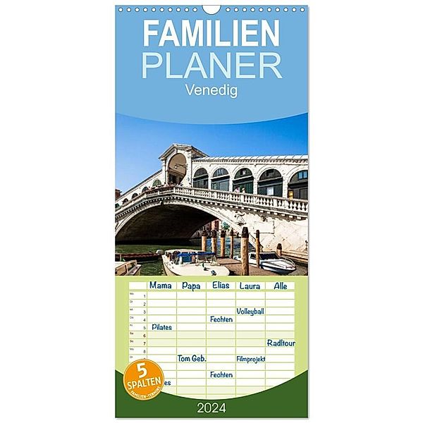 Familienplaner 2024 - Venedig mit 5 Spalten (Wandkalender, 21 x 45 cm) CALVENDO, Markus Gann (magann)