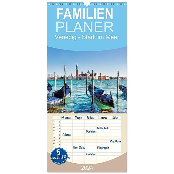 Familienplaner 2024 - Venedig - Stadt im Meer mit 5 Spalten (Wandkalender, 21 x 45 cm) CALVENDO, Klaus Kolfenbach