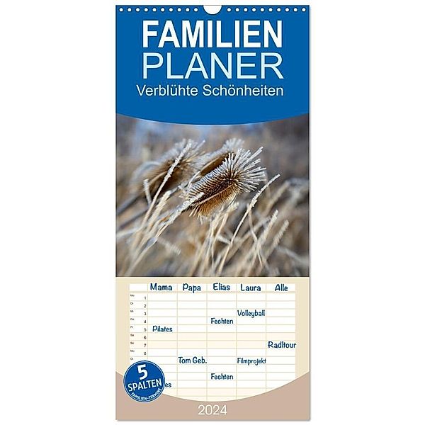 Familienplaner 2024 - Verblühte Schönheiten mit 5 Spalten (Wandkalender, 21 x 45 cm) CALVENDO, Petra Spiess