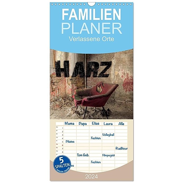 Familienplaner 2024 - Verlassene Orte im Harz mit 5 Spalten (Wandkalender, 21 x 45 cm) CALVENDO, Carina Buchspies