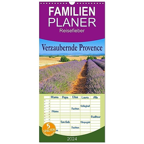 Familienplaner 2024 - Verzaubernde Provence mit 5 Spalten (Wandkalender, 21 x 45 cm) CALVENDO, LianeM