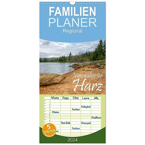 Familienplaner 2024 - Verzauberter Harz mit 5 Spalten (Wandkalender, 21 x 45 cm) CALVENDO, Michael Weiß