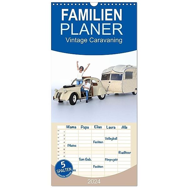 Familienplaner 2024 - Vintage Caravaning mit 5 Spalten (Wandkalender, 21 x 45 cm) CALVENDO, Herbert Reinecke