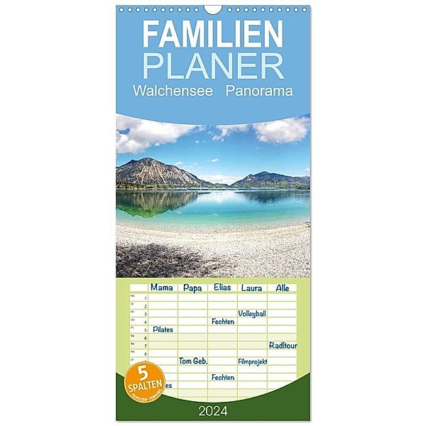 Familienplaner 2024 - Walchensee Panorama mit 5 Spalten (Wandkalender, 21 x 45 cm) CALVENDO, Miriam Schwarzfischer