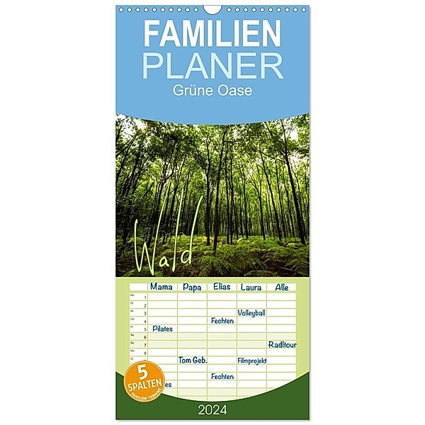 Familienplaner 2024 - Wald mit 5 Spalten (Wandkalender, 21 x 45 cm) CALVENDO, Frauke Gimpel