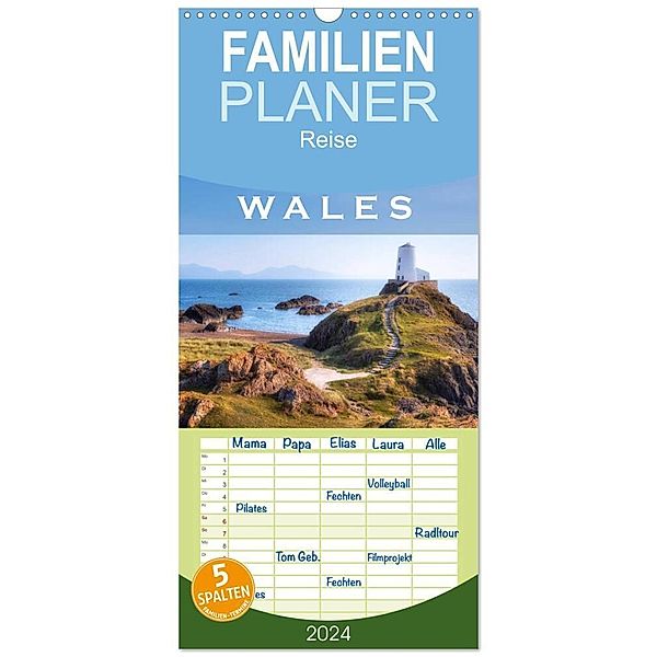 Familienplaner 2024 - Wales mit 5 Spalten (Wandkalender, 21 x 45 cm) CALVENDO, Joana Kruse