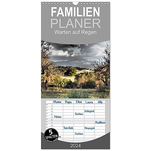 Familienplaner 2024 - Warten auf Regen mit 5 Spalten (Wandkalender, 21 x 45 cm) CALVENDO, Ingrid Lacher
