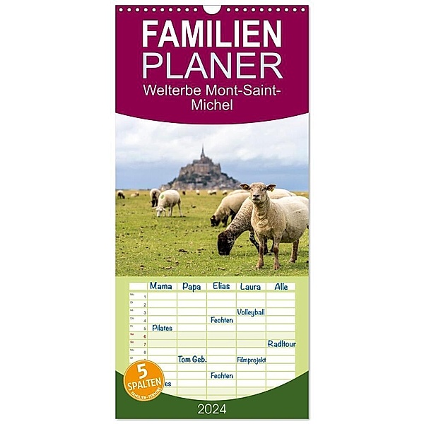 Familienplaner 2024 - Welterbe Mont-Saint-Michel mit 5 Spalten (Wandkalender, 21 x 45 cm) CALVENDO, Peter Schickert