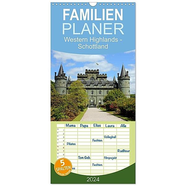 Familienplaner 2024 - Western Highlands - Schottland mit 5 Spalten (Wandkalender, 21 x 45 cm) CALVENDO, Sylvia schwarz