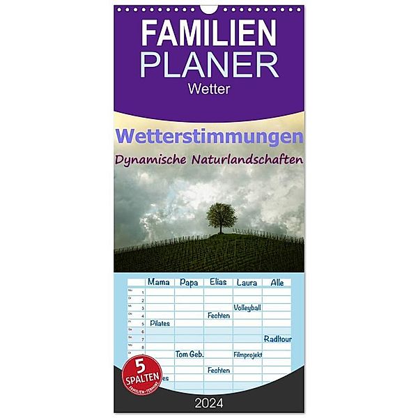 Familienplaner 2024 - Wetterstimmungen. Dynamische Naturlandschaften mit 5 Spalten (Wandkalender, 21 x 45 cm) CALVENDO, Liselotte Brunner-Klaus