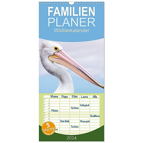 Familienplaner 2024 - Wildtierkalender mit 5 Spalten (Wandkalender, 21 x 45 cm) CALVENDO, Calvendo, Christoph Schaarschmidt