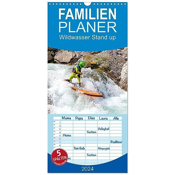 Familienplaner 2024 - Wildwasser Stand up mit 5 Spalten (Wandkalender, 21 x 45 cm) CALVENDO, Miriam Schwarzfischer