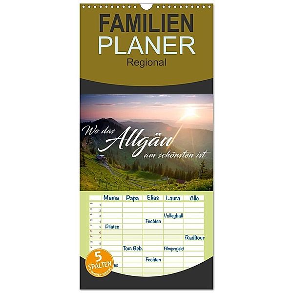 Familienplaner 2024 - Wo das Allgäu am schönsten ist mit 5 Spalten (Wandkalender, 21 x 45 cm) CALVENDO, Reinhold Ratzer