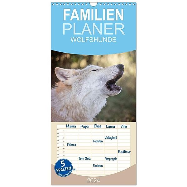 Familienplaner 2024 - Wolfshunde 2024 mit 5 Spalten (Wandkalender, 21 x 45 cm) CALVENDO, ARTness Photographie