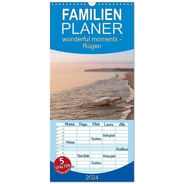 Familienplaner 2024 - wonderful moments - Rügen mit 5 Spalten (Wandkalender, 21 x 45 cm) CALVENDO, HeschFoto