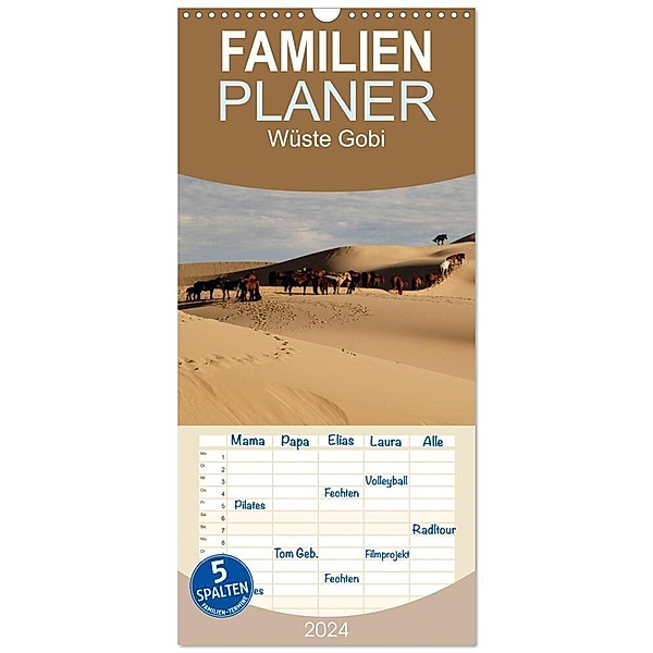 Familienplaner 2024 - Wüste Gobi mit 5 Spalten (Wandkalender, 21 x 45 cm) CALVENDO, Eike Winter