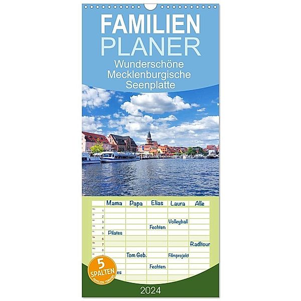 Familienplaner 2024 - Wunderschöne Mecklenburgische Seenplatte mit 5 Spalten (Wandkalender, 21 x 45 cm) CALVENDO, Gisela Kruse