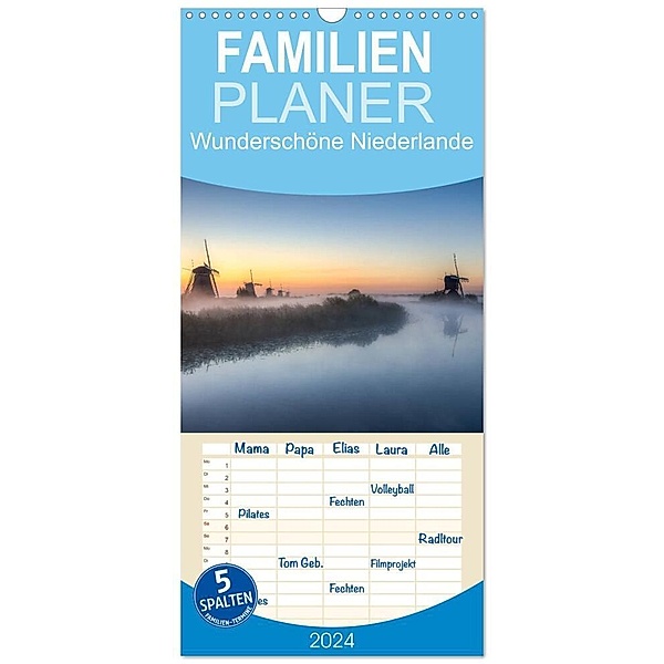 Familienplaner 2024 - Wunderschöne Niederlande mit 5 Spalten (Wandkalender, 21 x 45 cm) CALVENDO, Michael Valjak