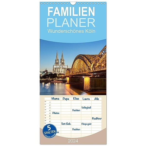 Familienplaner 2024 - Wunderschönes Köln mit 5 Spalten (Wandkalender, 21 x 45 cm) CALVENDO, Michael Valjak