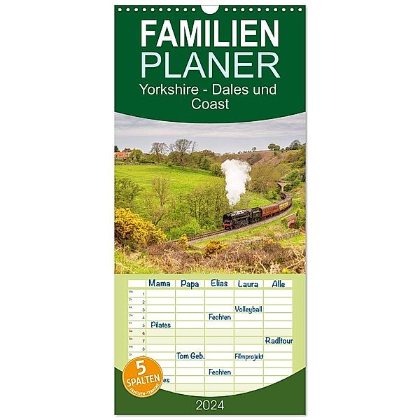 Familienplaner 2024 - Yorkshire - Dales und Coast mit 5 Spalten (Wandkalender, 21 x 45 cm) CALVENDO, Katrin Streiparth