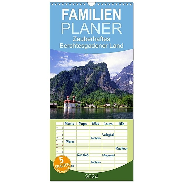 Familienplaner 2024 - Zauberhaftes Berchtesgadener Land mit 5 Spalten (Wandkalender, 21 x 45 cm) CALVENDO, lothar reupert