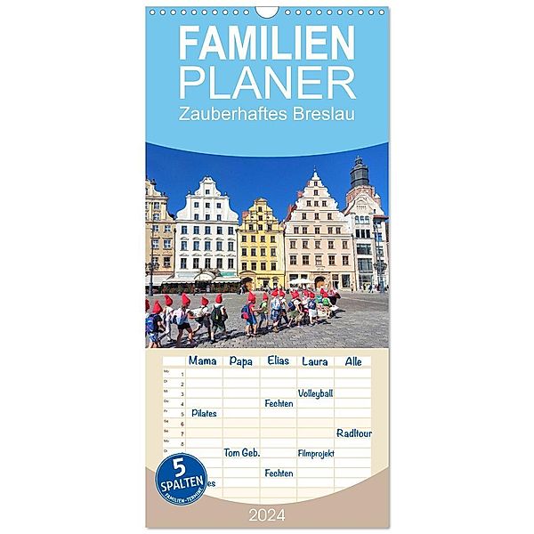 Familienplaner 2024 - Zauberhaftes Breslau mit 5 Spalten (Wandkalender, 21 x 45 cm) CALVENDO, Calvendo, Gisela Kruse