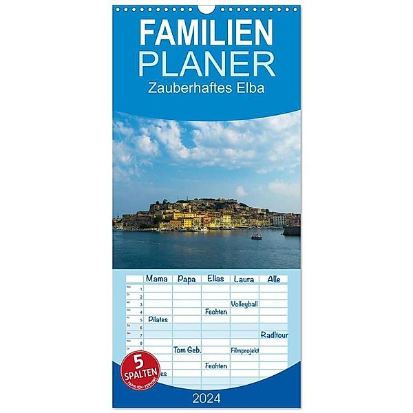 Familienplaner 2024 - Zauberhaftes Elba mit 5 Spalten (Wandkalender, 21 x 45 cm) CALVENDO, Gabi Hampe