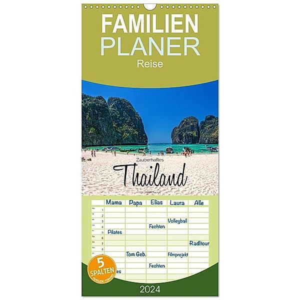 Familienplaner 2024 - Zauberhaftes Thailand mit 5 Spalten (Wandkalender, 21 x 45 cm) CALVENDO, Stefan Becker