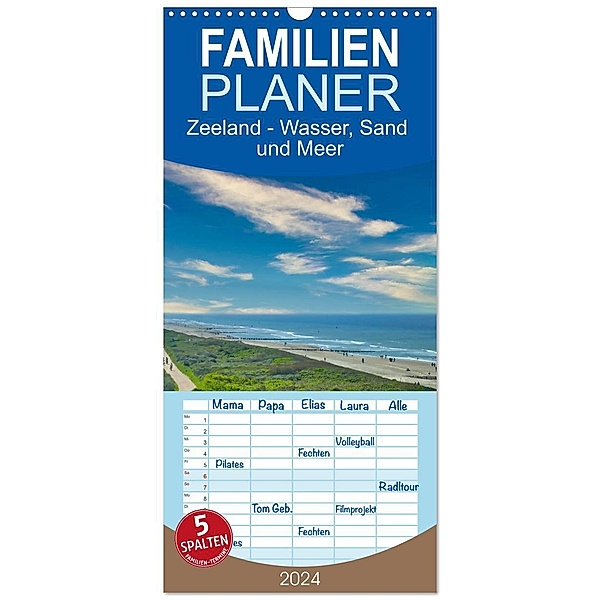 Familienplaner 2024 - Zeeland - Wasser, Sand und Meer mit 5 Spalten (Wandkalender, 21 x 45 cm) CALVENDO, Herbert Böck