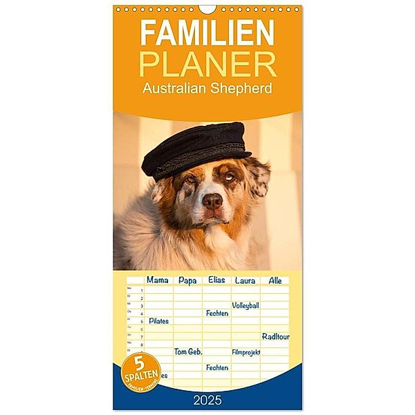 Familienplaner 2025 - Australian Shepherd mit 5 Spalten (Wandkalender, 21 x 45 cm) CALVENDO, Calvendo, Annett Mirsberger www.tierpfoto.de