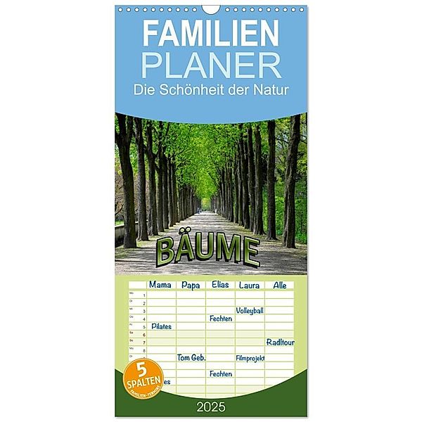 Familienplaner 2025 - Bäume 2025 mit 5 Spalten (Wandkalender, 21 x 45 cm) CALVENDO, Calvendo, Bildagentur Geduldig