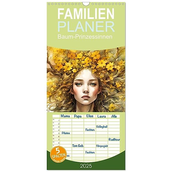 Familienplaner 2025 - Baum-Prinzessinnen mit 5 Spalten (Wandkalender, 21 x 45 cm) CALVENDO, Calvendo, Dusanka Djeric