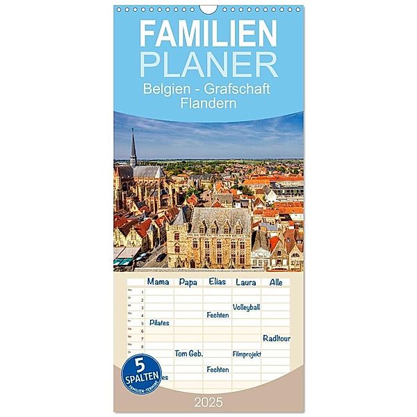 Familienplaner 2025 - Belgien - Grafschaft Flandern mit 5 Spalten (Wandkalender, 21 x 45 cm) CALVENDO, Calvendo, Clemens Stenner