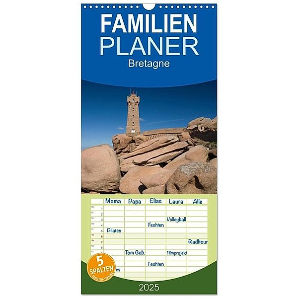 Familienplaner 2025 - Bretagne mit 5 Spalten (Wandkalender, 21 x 45 cm) CALVENDO, Calvendo, Frauke Scholz