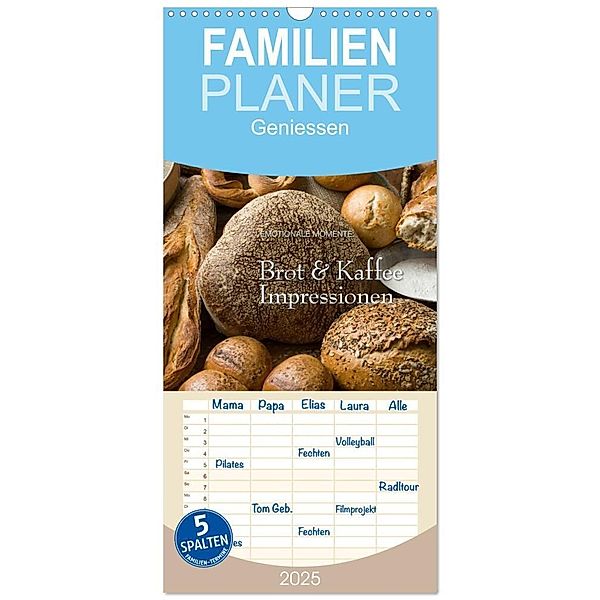 Familienplaner 2025 - Brot & Kaffee Impressionen 2025 mit 5 Spalten (Wandkalender, 21 x 45 cm) CALVENDO, Calvendo, Ingo Gerlach GDT