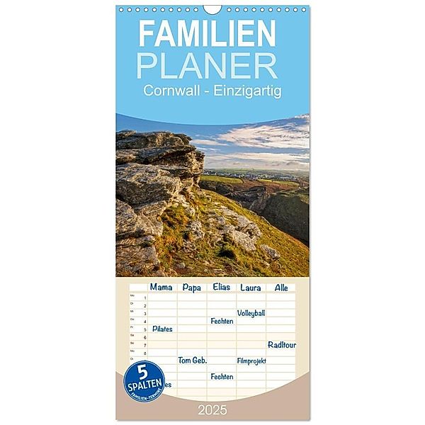Familienplaner 2025 - Cornwall - Einzigartig mit 5 Spalten (Wandkalender, 21 x 45 cm) CALVENDO, Calvendo, Manuela Steinbach