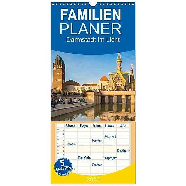 Familienplaner 2025 - Darmstadt im Licht mit 5 Spalten (Wandkalender, 21 x 45 cm) CALVENDO, Calvendo, Dietmar Scherf