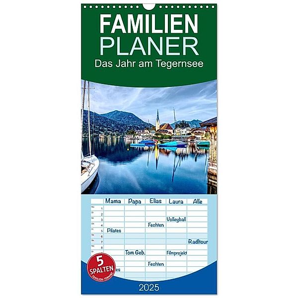 Familienplaner 2025 - Das Jahr am Tegernsee mit 5 Spalten (Wandkalender, 21 x 45 cm) CALVENDO, Calvendo, Christof Vieweg