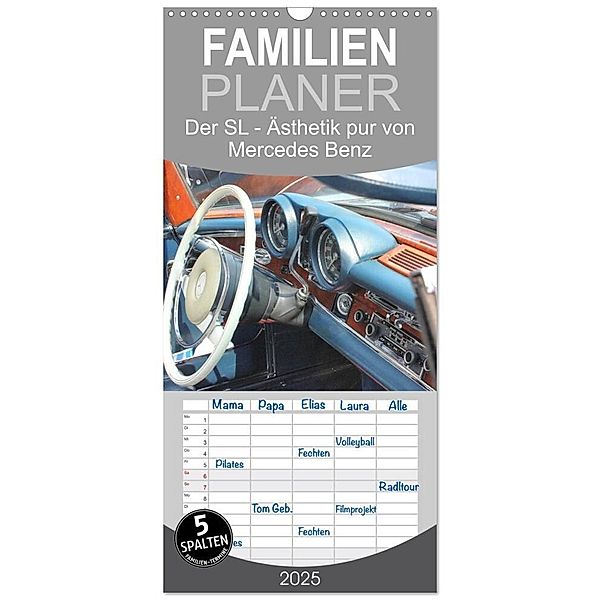 Familienplaner 2025 - Der SL - Ästhetik pur von Mercedes Benz mit 5 Spalten (Wandkalender, 21 x 45 cm) CALVENDO, Calvendo, Katrin Lantzsch