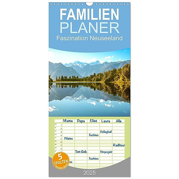 Familienplaner 2025 - Faszination Neuseeland mit 5 Spalten (Wandkalender, 21 x 45 cm) CALVENDO, Calvendo, Dietmar Janietz