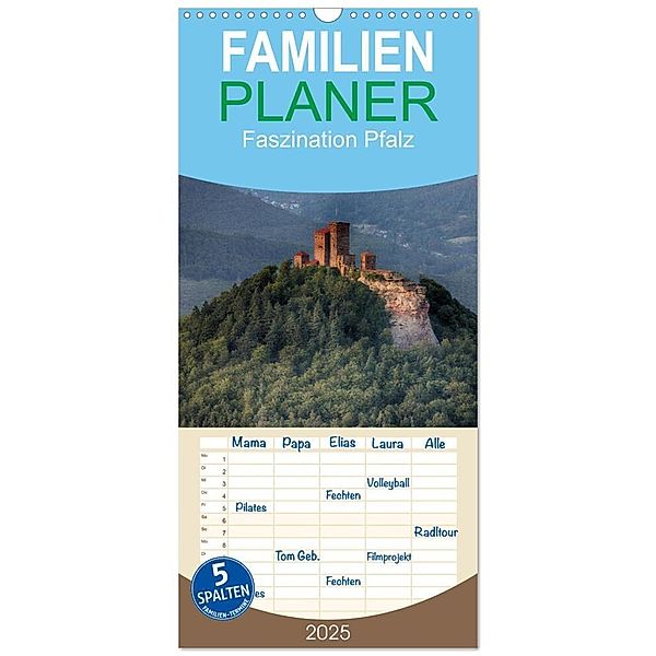 Familienplaner 2025 - Faszination Pfalz mit 5 Spalten (Wandkalender, 21 x 45 cm) CALVENDO, Calvendo, Dr. Oliver Schwenn