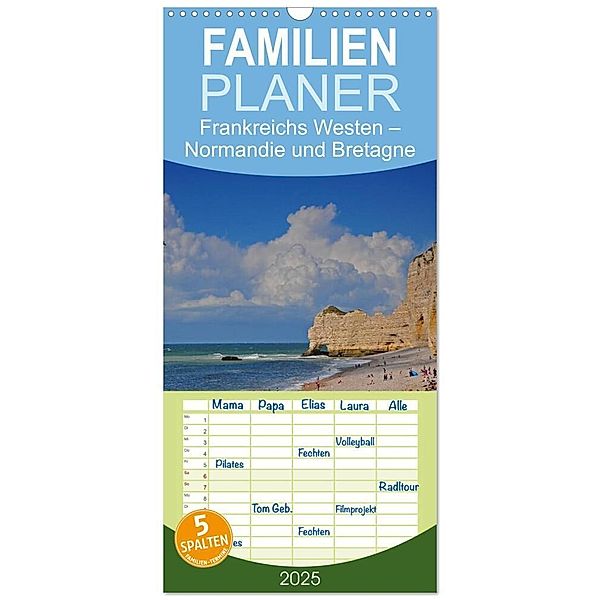 Familienplaner 2025 - Frankreichs Westen - Normandie und Bretagne mit 5 Spalten (Wandkalender, 21 x 45 cm) CALVENDO, Calvendo, Reinhold Ratzer