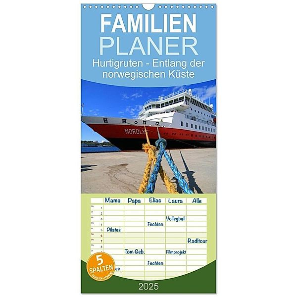 Familienplaner 2025 - Hurtigruten - Entlang der norwegischen Küste mit 5 Spalten (Wandkalender, 21 x 45 cm) CALVENDO, Calvendo, Matthias Hanke